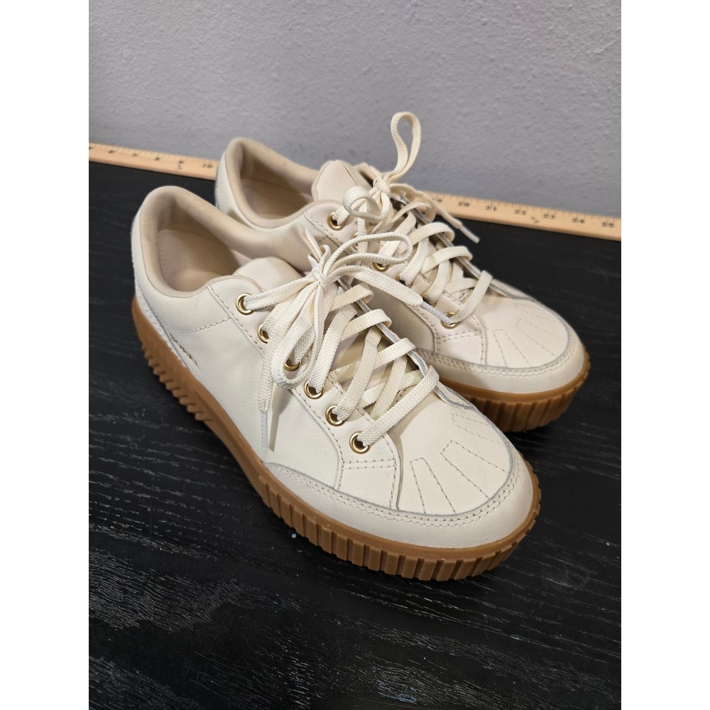 Sorel Out N About III Low Leather Platform Sneakers Cream Tan NL5310-191 Size 8 - Picture 2 of 7